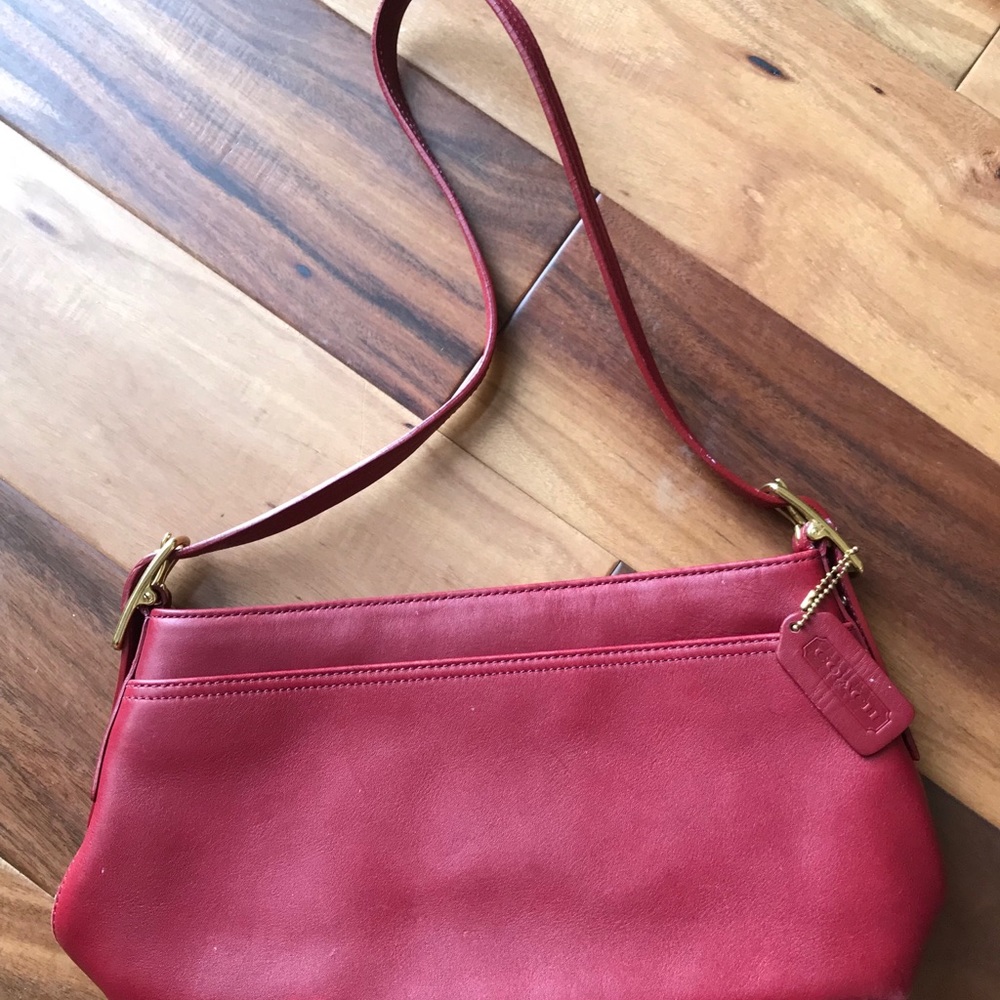Red leather coach purse